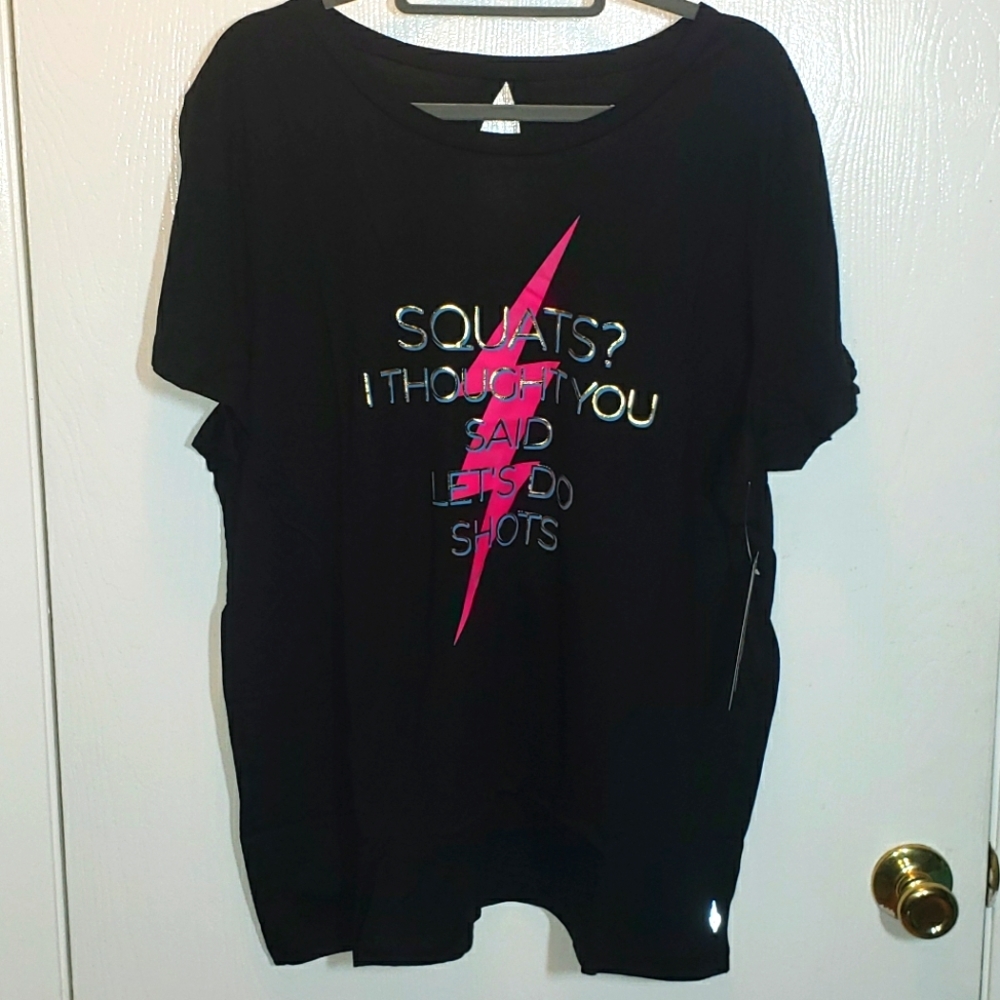 TorridActive Black Tee with Surplus Keyhole in Black, Size 2!"